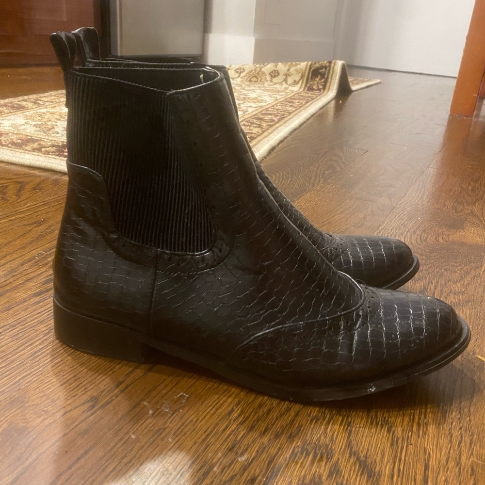 snakeskin ankle boot